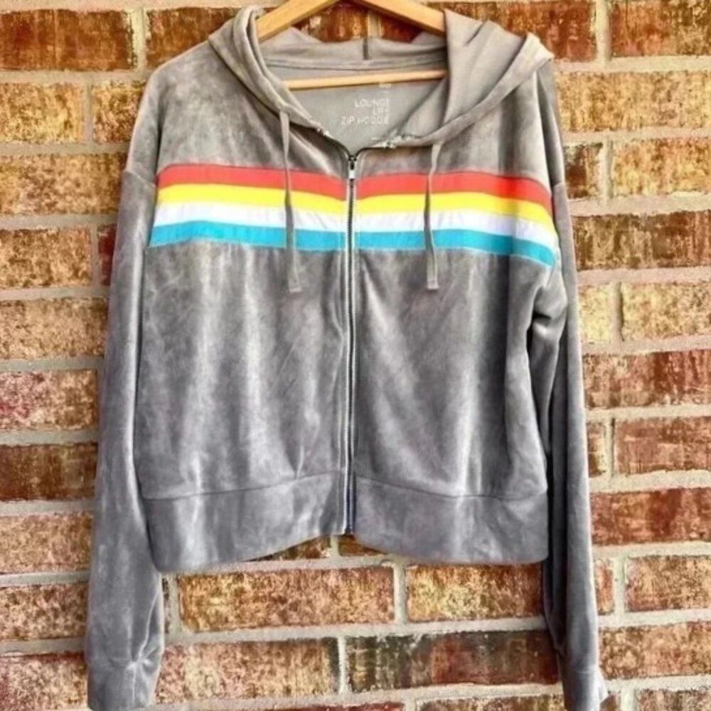 SO Lounge Life Zip Gray Hoodie Juniors Size XL